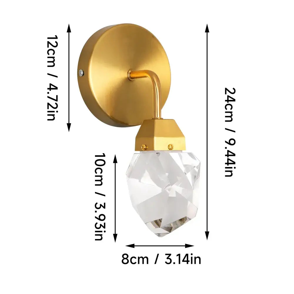 Modern gold crystal led wall sconce for bedroom luxury decor
