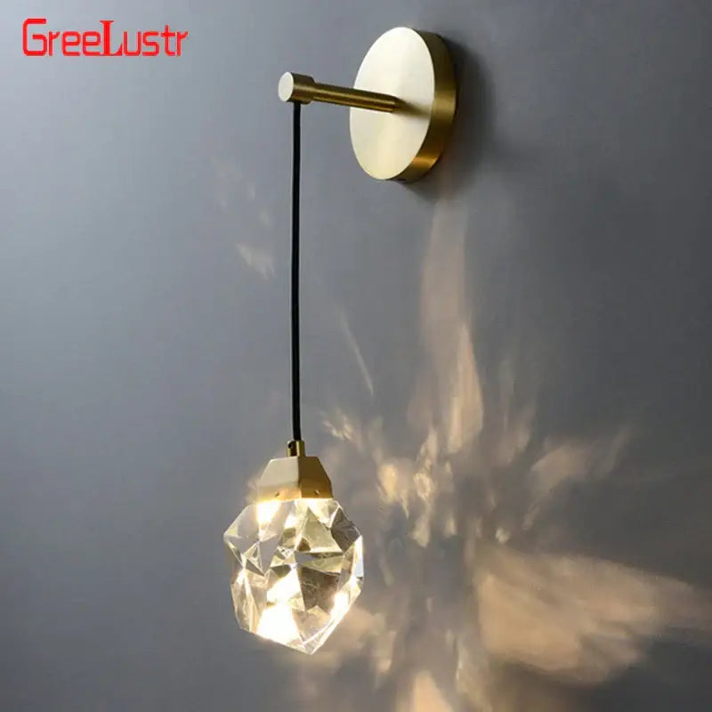Modern gold crystal led wall sconce for bedroom luxury decor