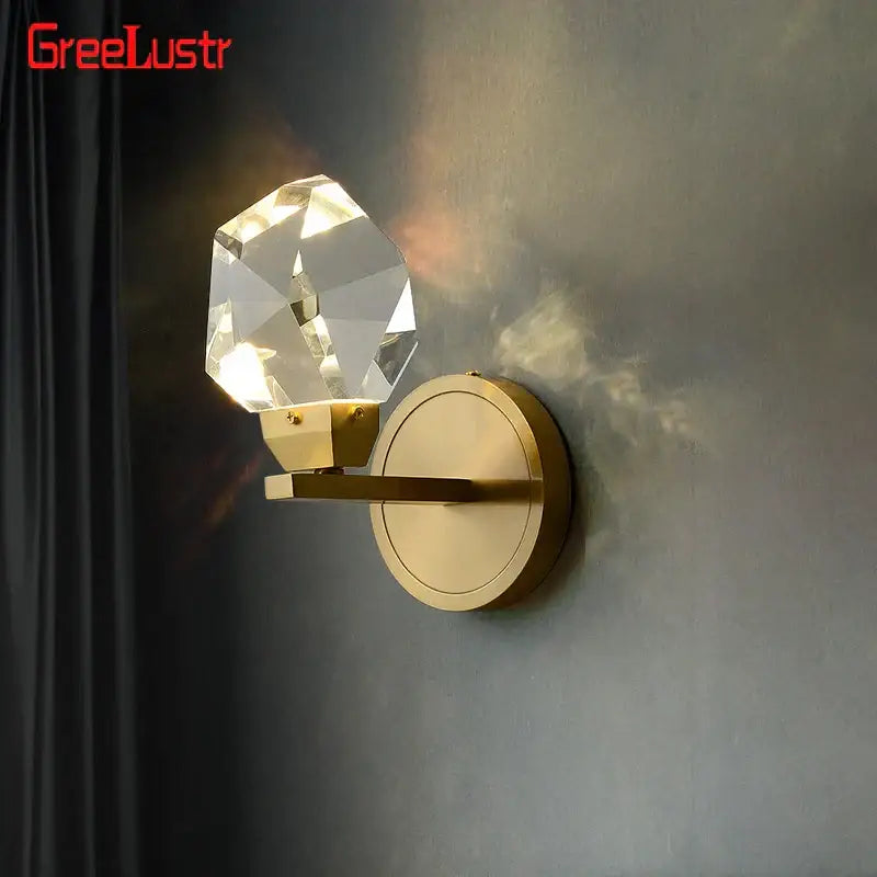 Modern gold crystal led wall sconce for bedroom luxury decor