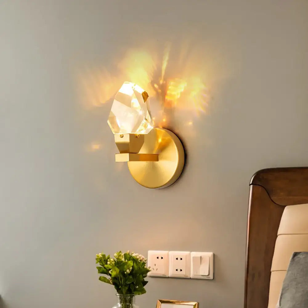 Modern gold crystal led wall sconce for bedroom luxury decor