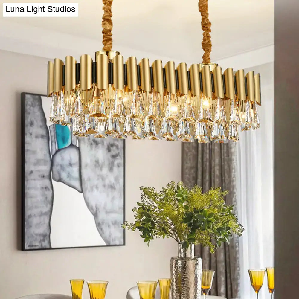 Modern gold crystal oval chandelier dining room lighting