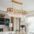 Modern gold crystal oval suspension island pendant light dining room