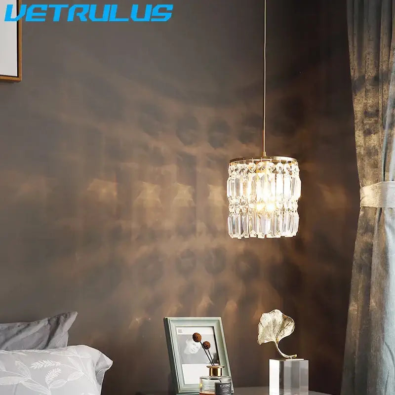 Modern gold crystal pendant light dining room chandelier
