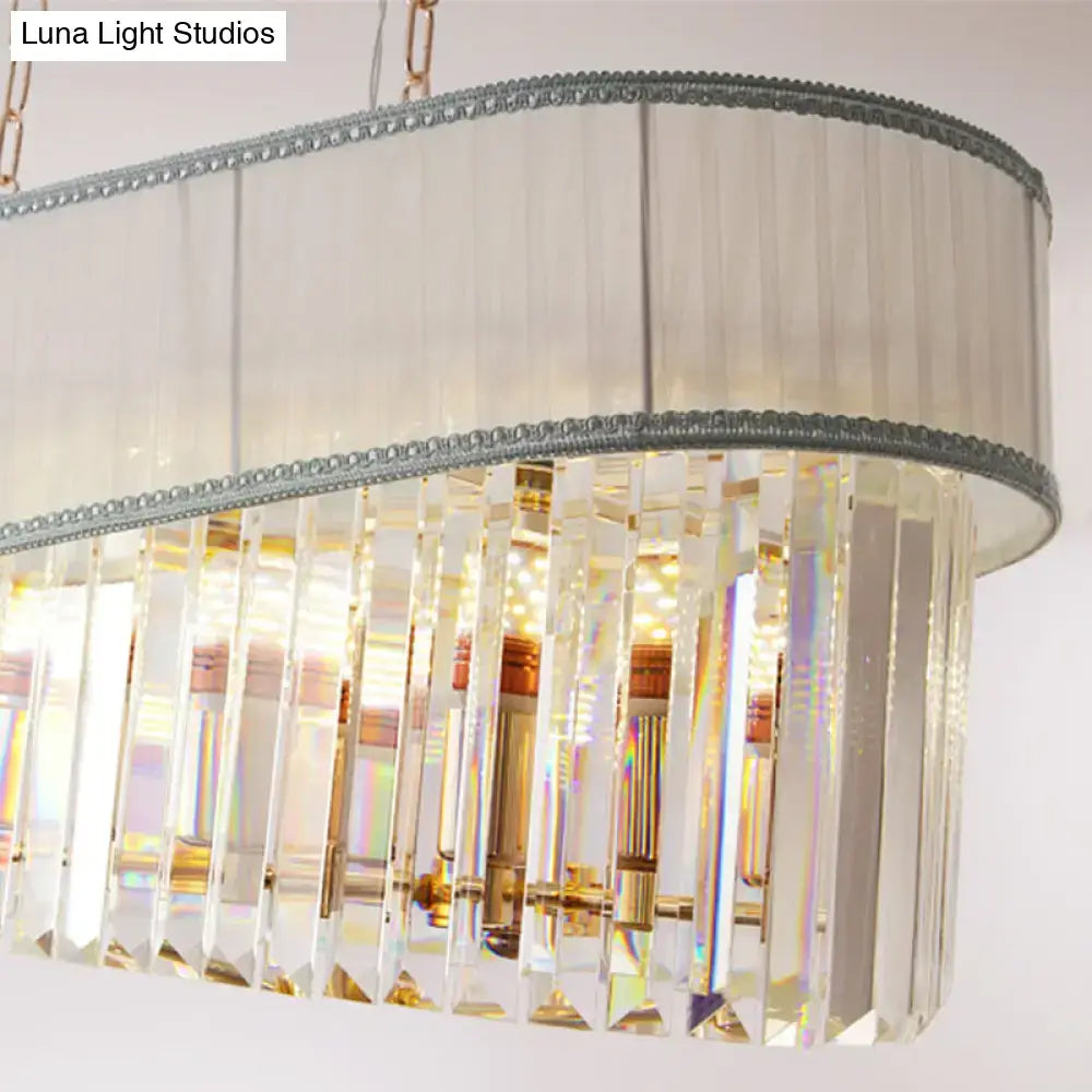 Modern gold crystal pendant light fixture – dining room chandelier