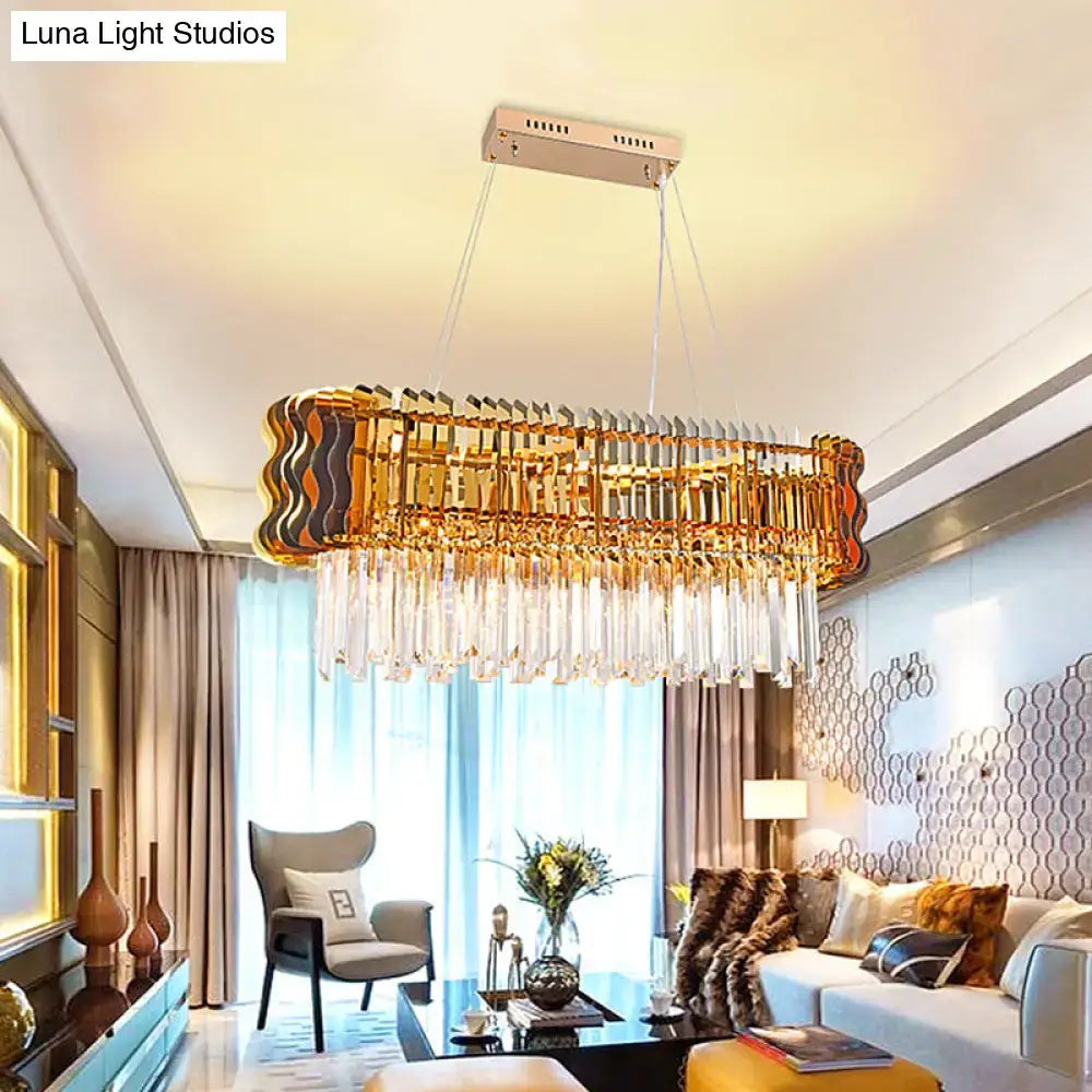 Modern gold crystal prism island pendant dining room chandelier