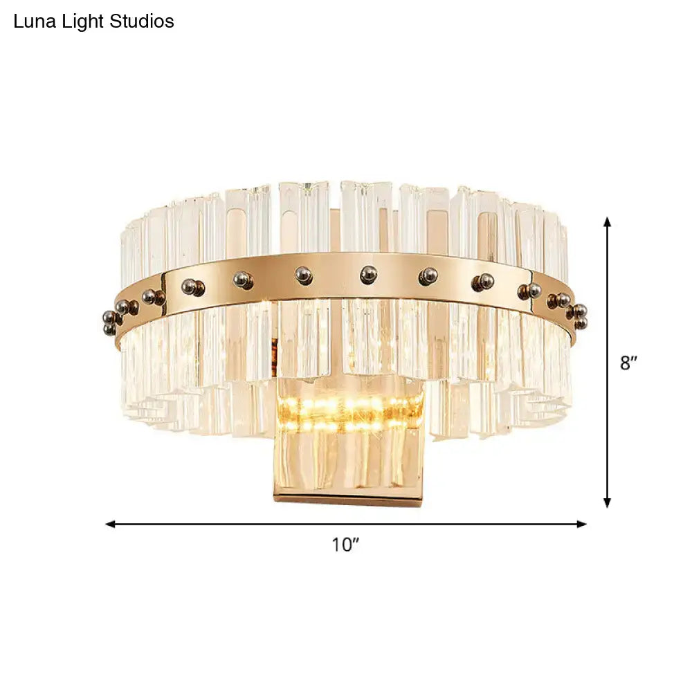 Modern gold crystal prism wall sconce led flush mount bedroom light