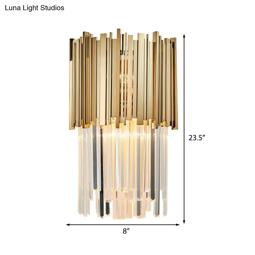 Modern gold crystal sconce light bedroom 110v-120v tiered wall lamp