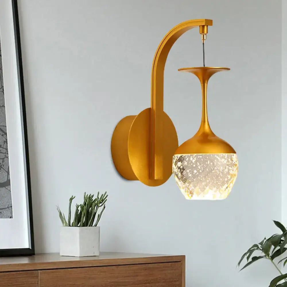 Modern gold crystal shade wall light bedroom sconce