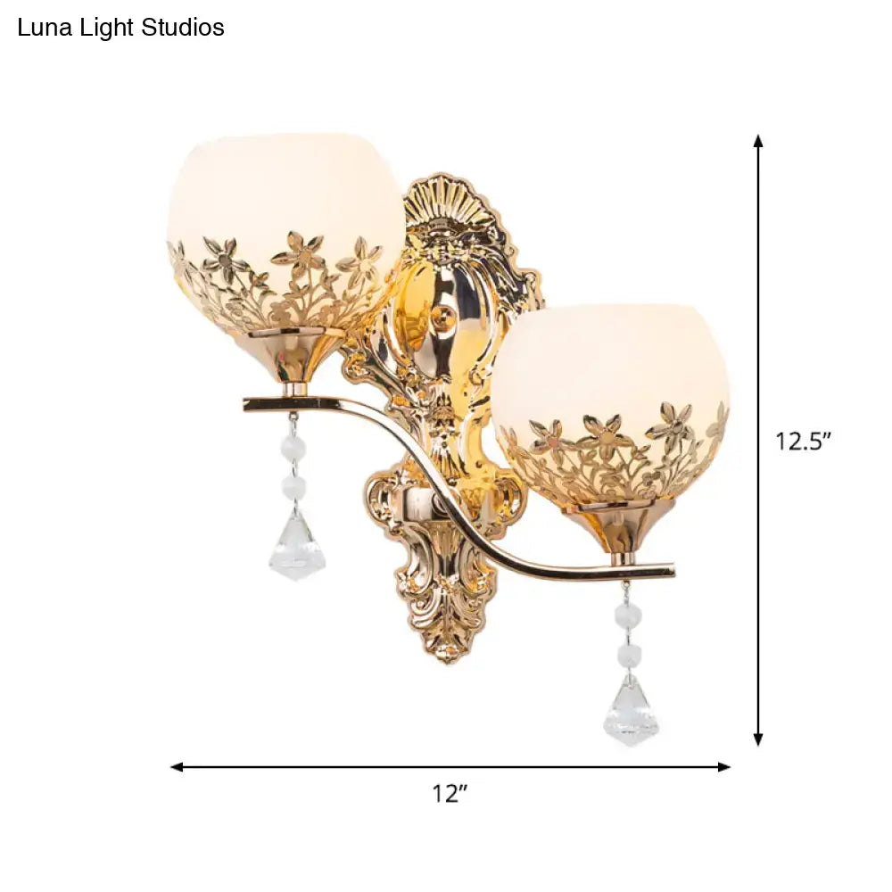 Modern gold crystal shade wall sconce light fixture bedroom lamp