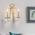 Modern gold crystal strand wall mounted candle sconce bedroom light