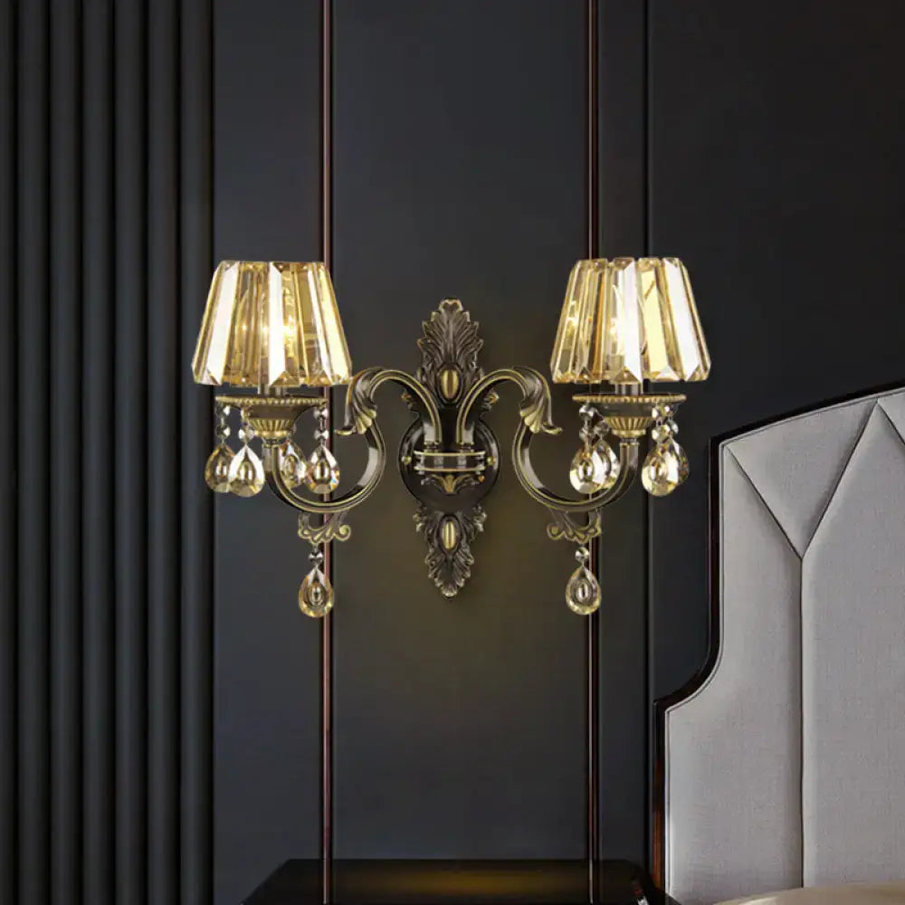 Modern gold crystal teardrop sconce set living room wall lighting