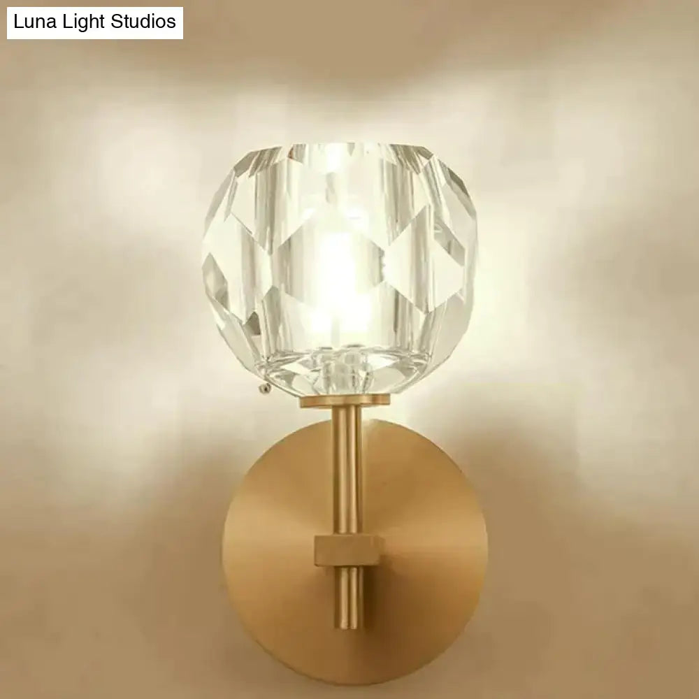 Modern gold crystal wall lamp bedroom globe sconce