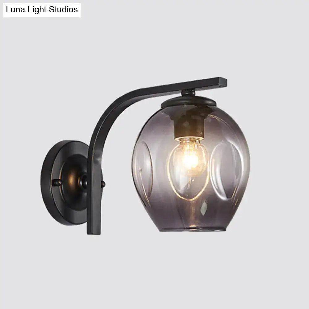 Modern gold curved arm glass wall sconce bedroom light