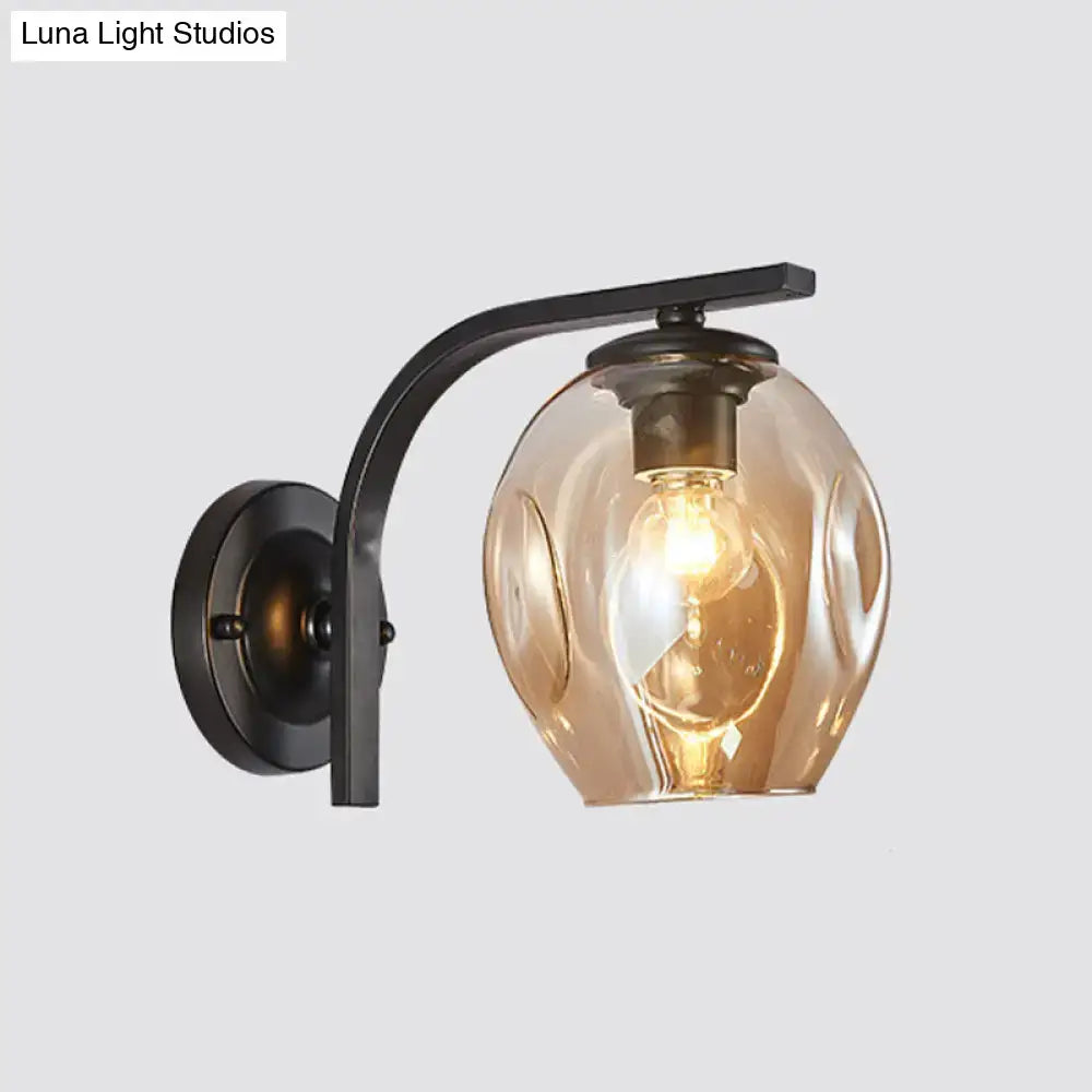 Modern gold curved arm glass wall sconce bedroom light