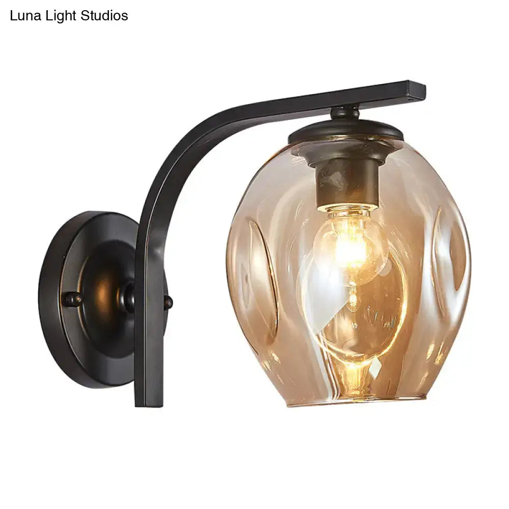Modern gold curved arm glass wall sconce bedroom light