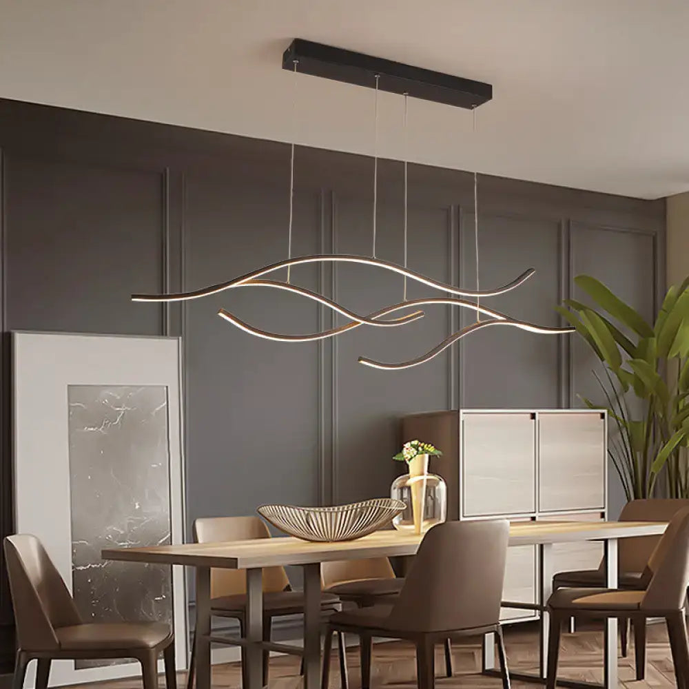 Modern gold curved led metal pendant light kitchen lighting fixture