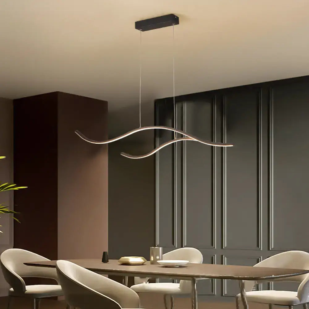 Modern gold curved led metal pendant light kitchen lighting fixture