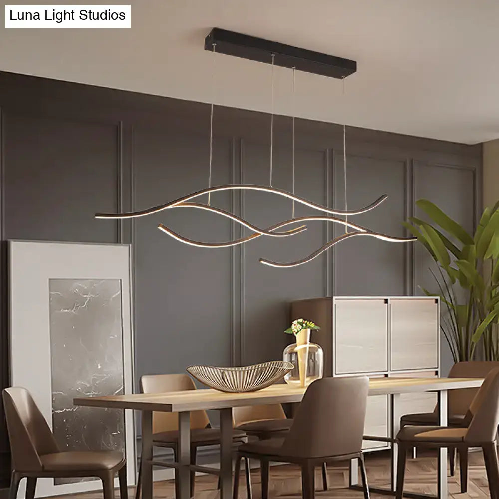 Modern gold curved led metal pendant light kitchen lighting fixture
