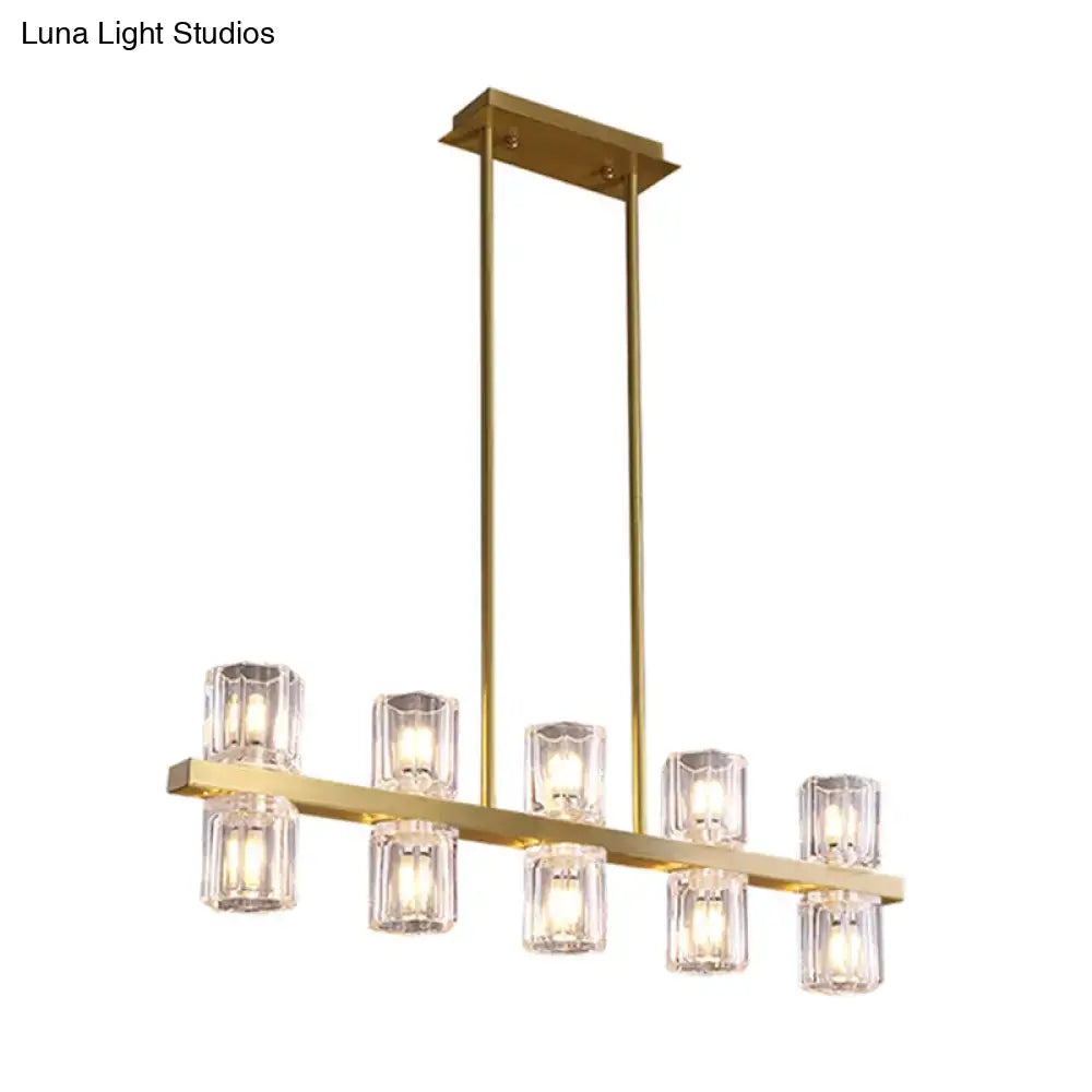 Modern gold cylinder island light fixture dining room chandelier
