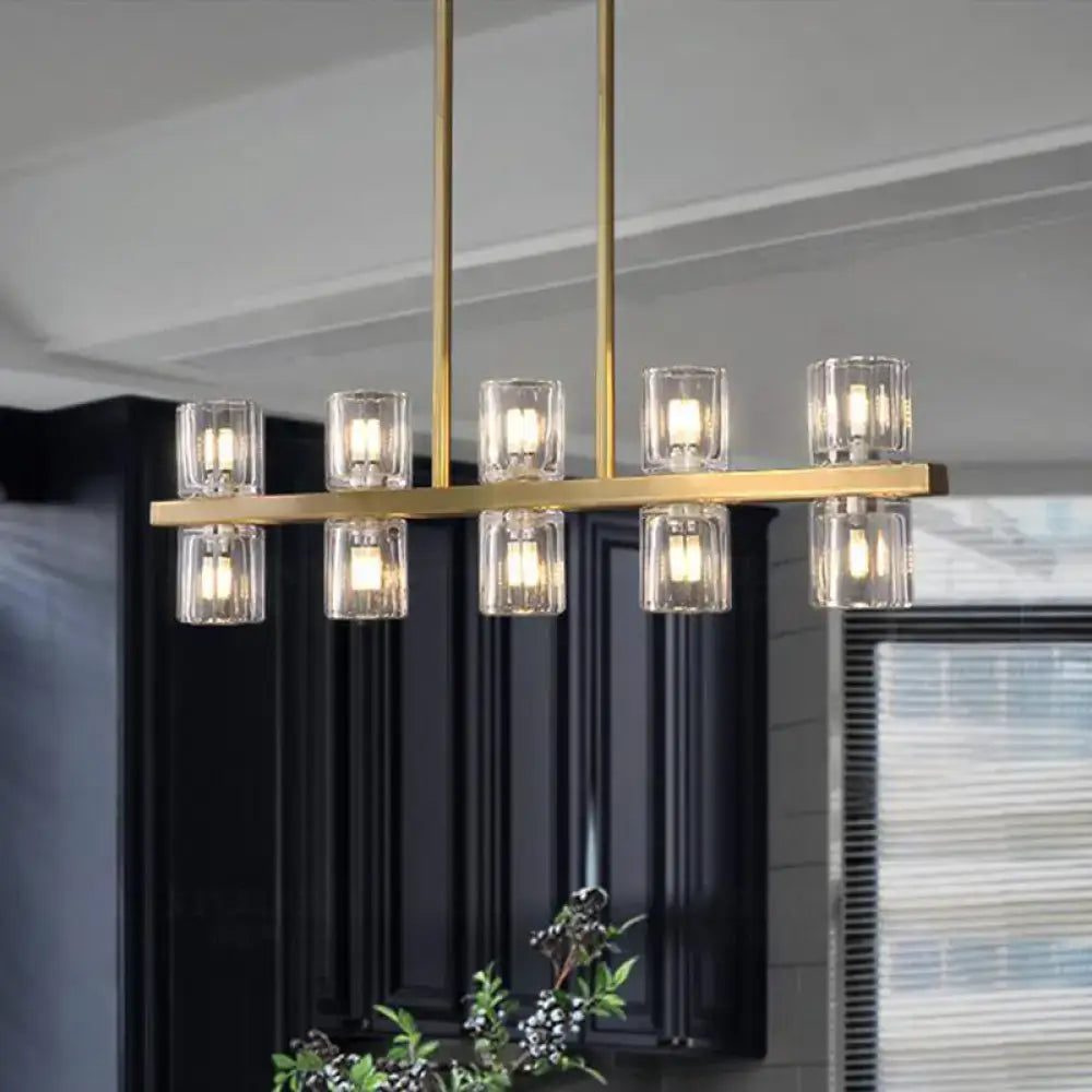 Modern gold cylinder island light fixture dining room chandelier