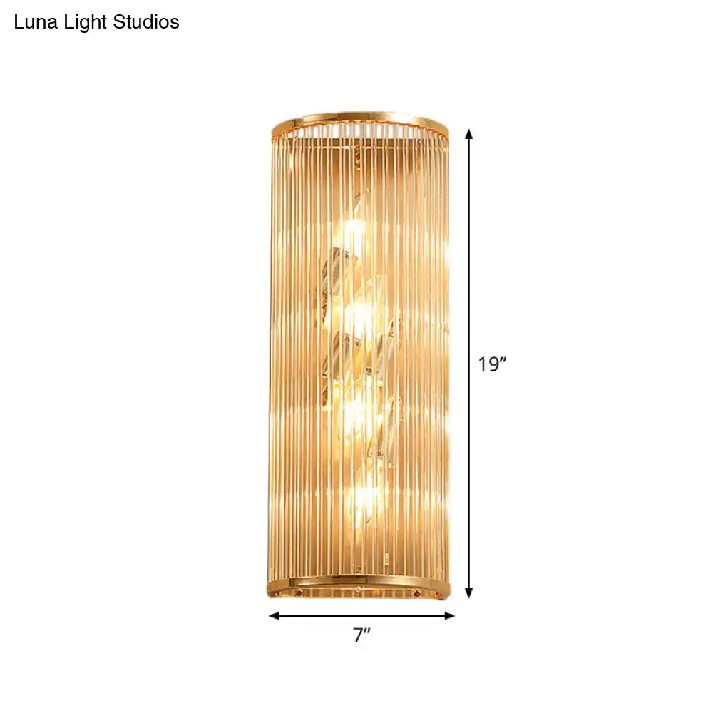 Modern gold cylinder wall mount crystal rod sconce hallway lamp