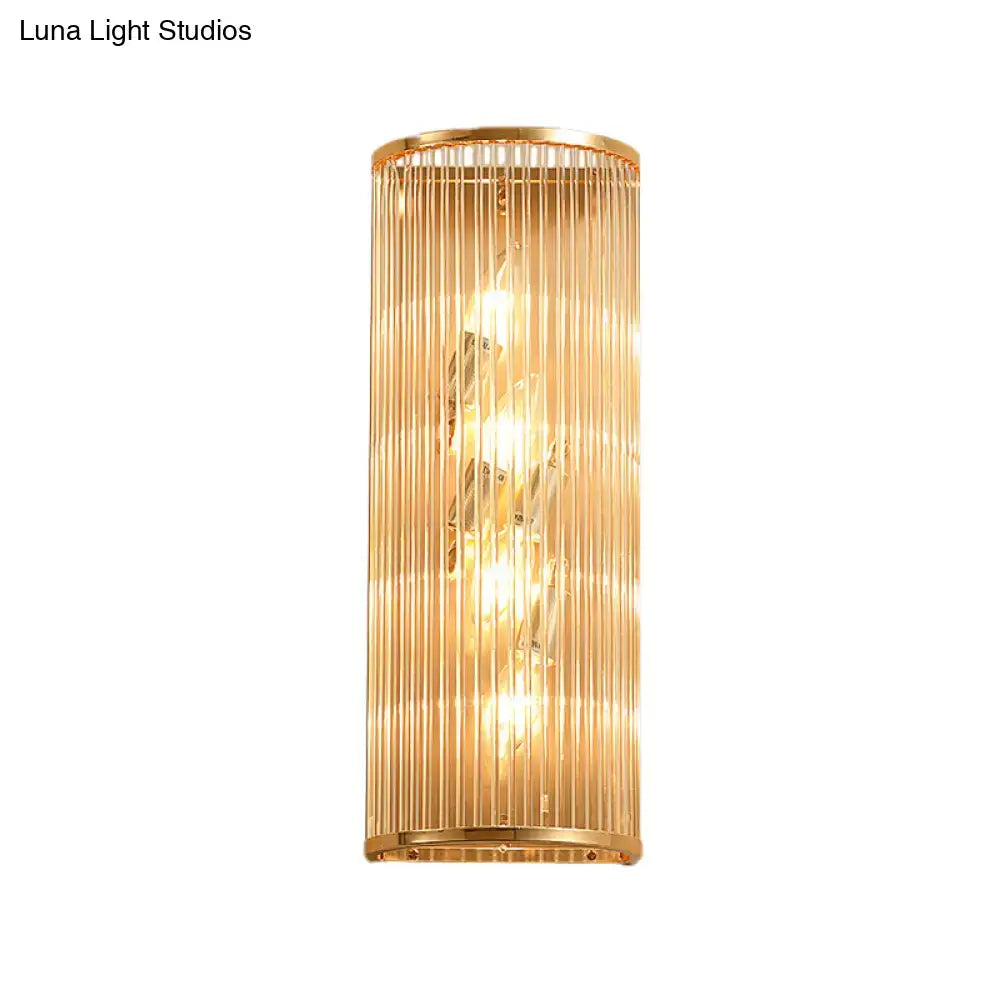 Modern gold cylinder wall mount crystal rod sconce hallway lamp