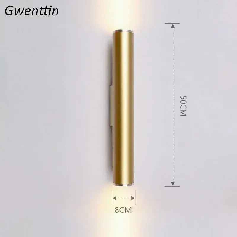 Modern gold cylindrical wall sconce light fixture living room