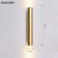 Modern gold cylindrical wall sconce light fixture living room