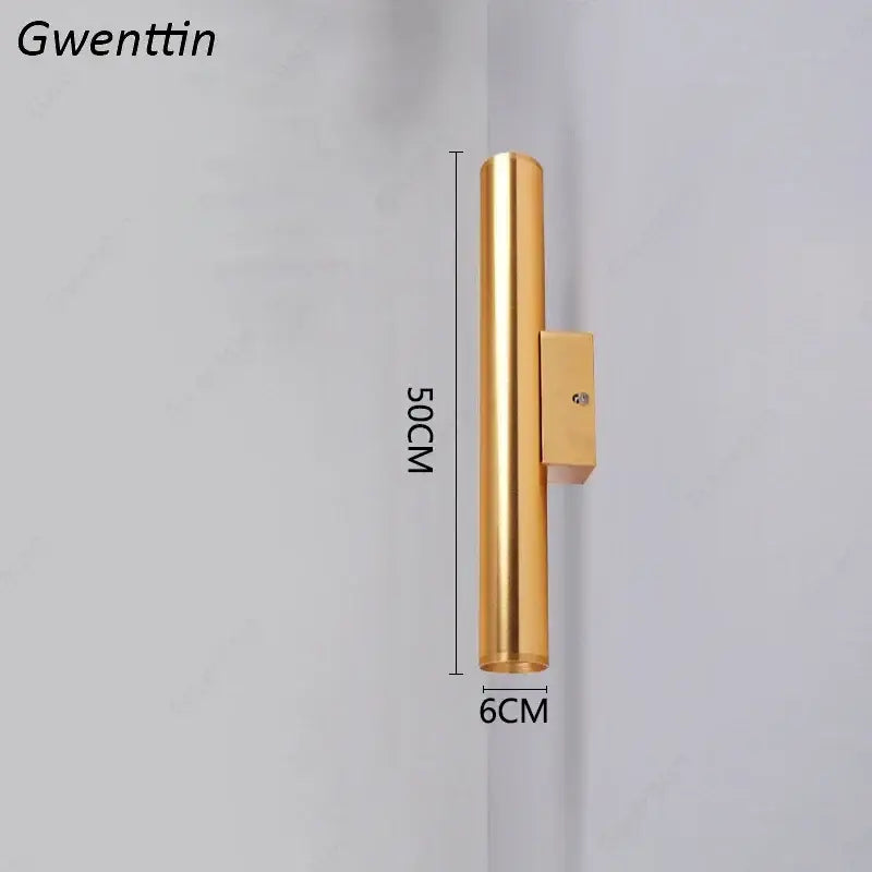 Modern gold cylindrical wall sconce light fixture living room