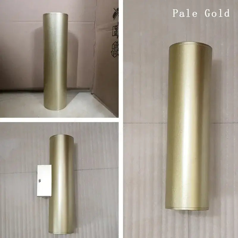 Modern gold cylindrical wall sconce light fixture living room