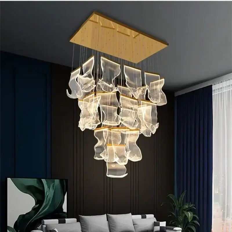 Modern gold decorbites acrylic leaf chandelier dining room light