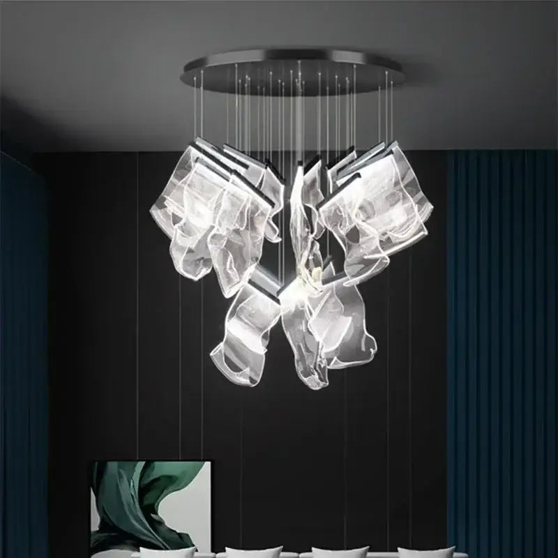 Modern gold decorbites acrylic leaf chandelier dining room light