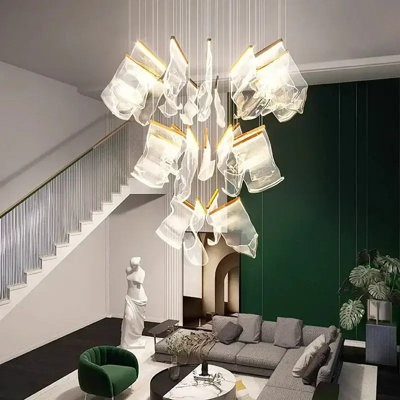 Modern gold decorbites acrylic leaf chandelier dining room light