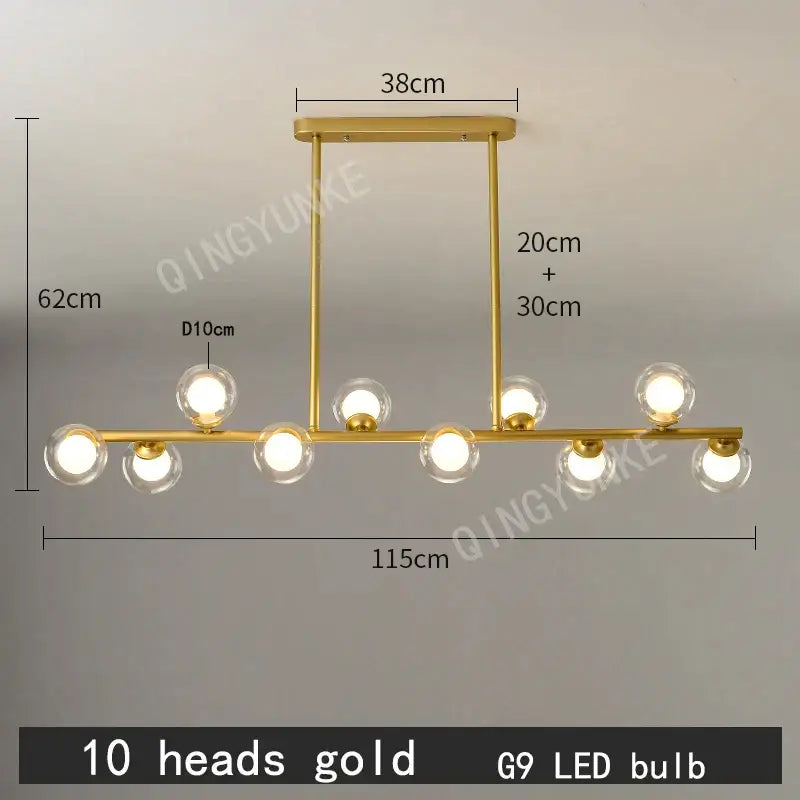 Modern gold decorbites bubble ball led hanging chandelier dining room