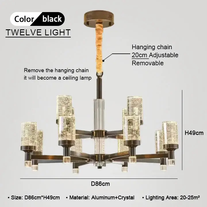Modern gold decorbites bubble crystal chandelier for living room
