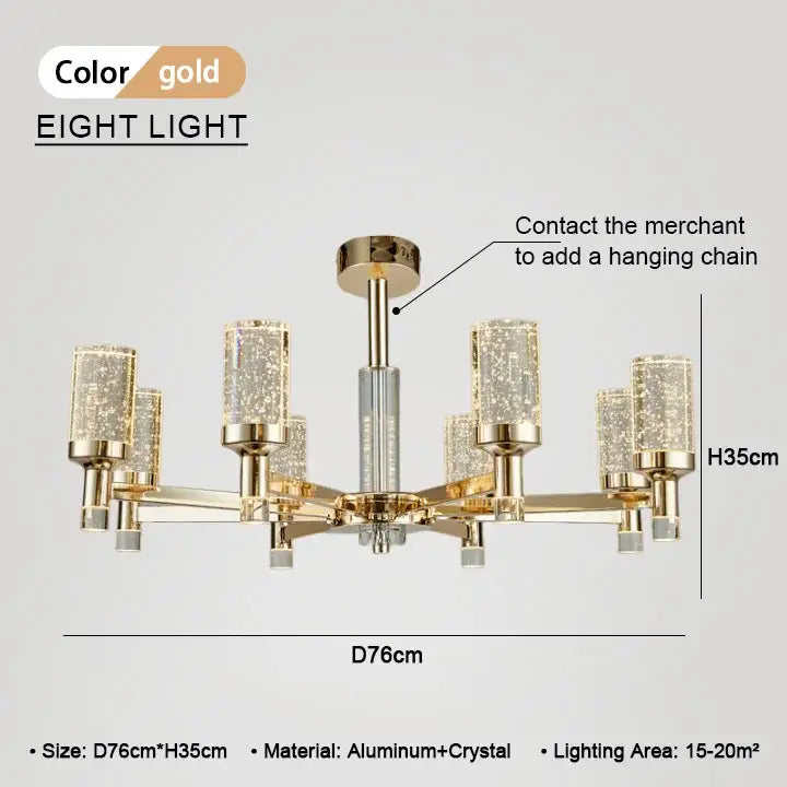 Modern gold decorbites bubble crystal chandelier for living room