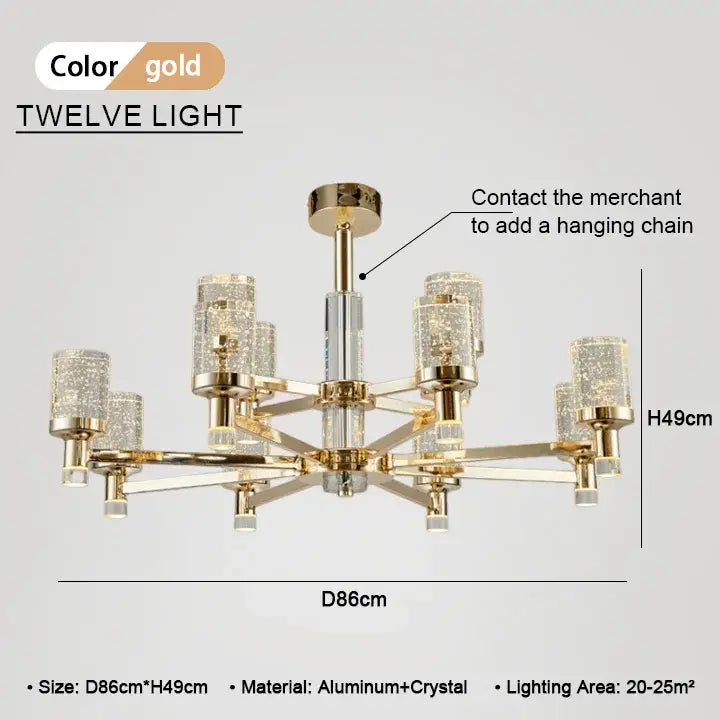 Modern gold decorbites bubble crystal chandelier for living room