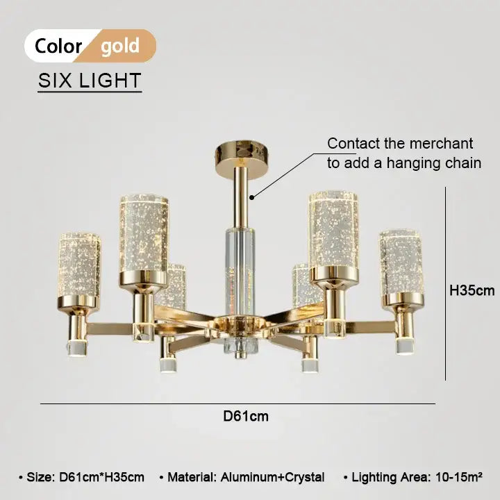 Modern gold decorbites bubble crystal chandelier for living room