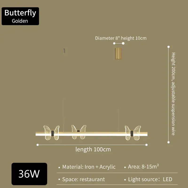 Modern gold decorbites butterfly flower chandelier dining room light