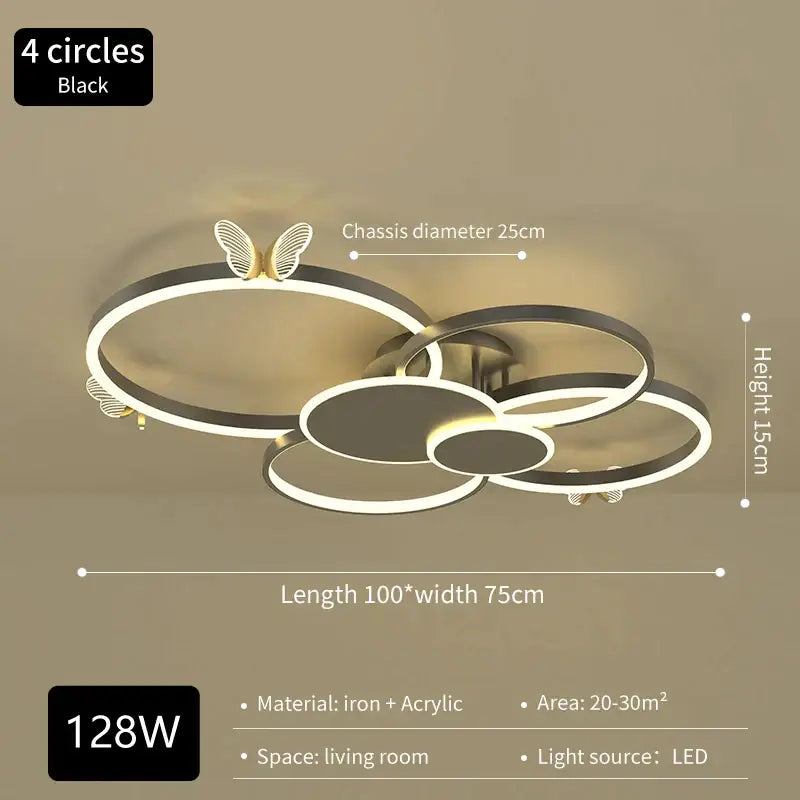 Modern gold decorbites butterfly light round living room lamp