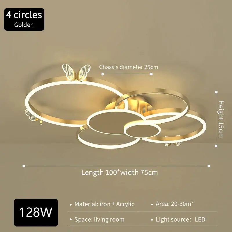 Modern gold decorbites butterfly light round living room lamp