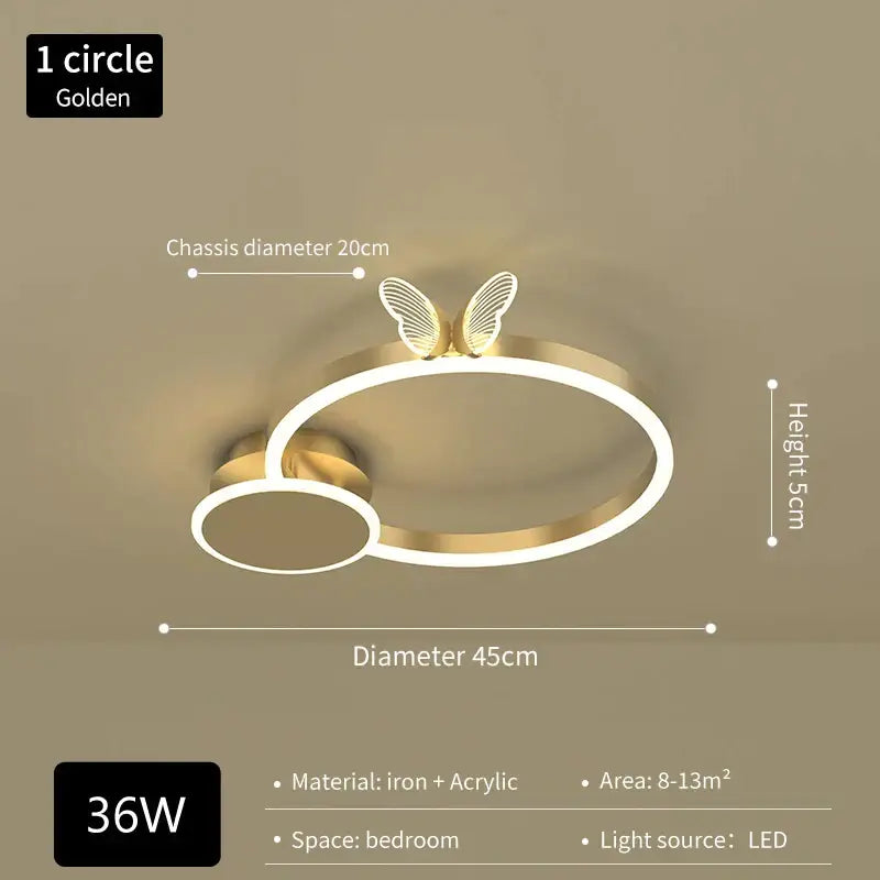 Modern gold decorbites butterfly light round living room lamp