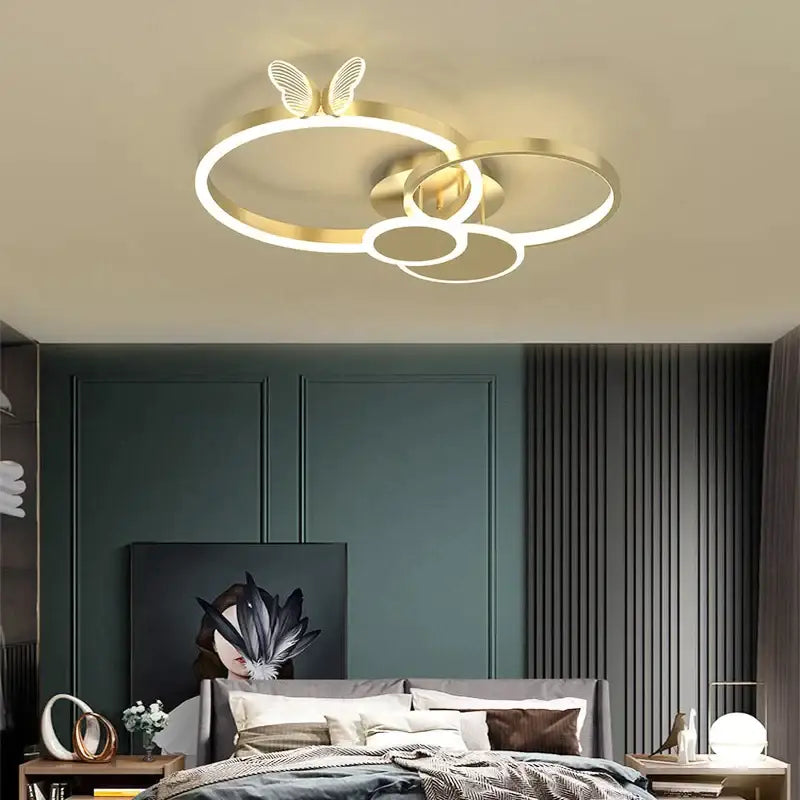 Modern gold decorbites butterfly light round living room lamp