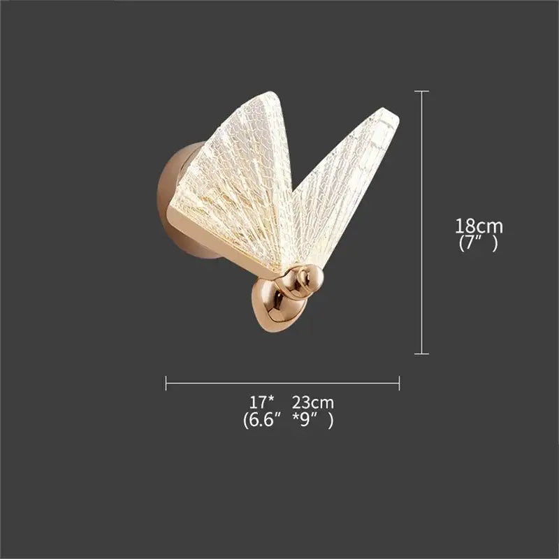 Modern gold decorbites butterfly wall lights bedroom glass sconces