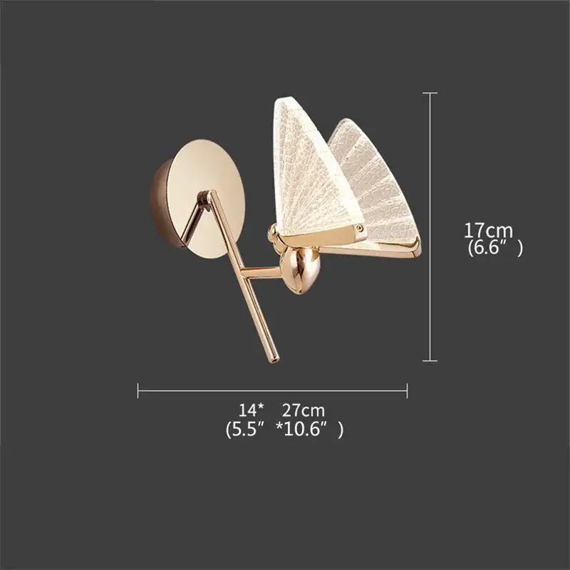 Modern gold decorbites butterfly wall lights bedroom glass sconces
