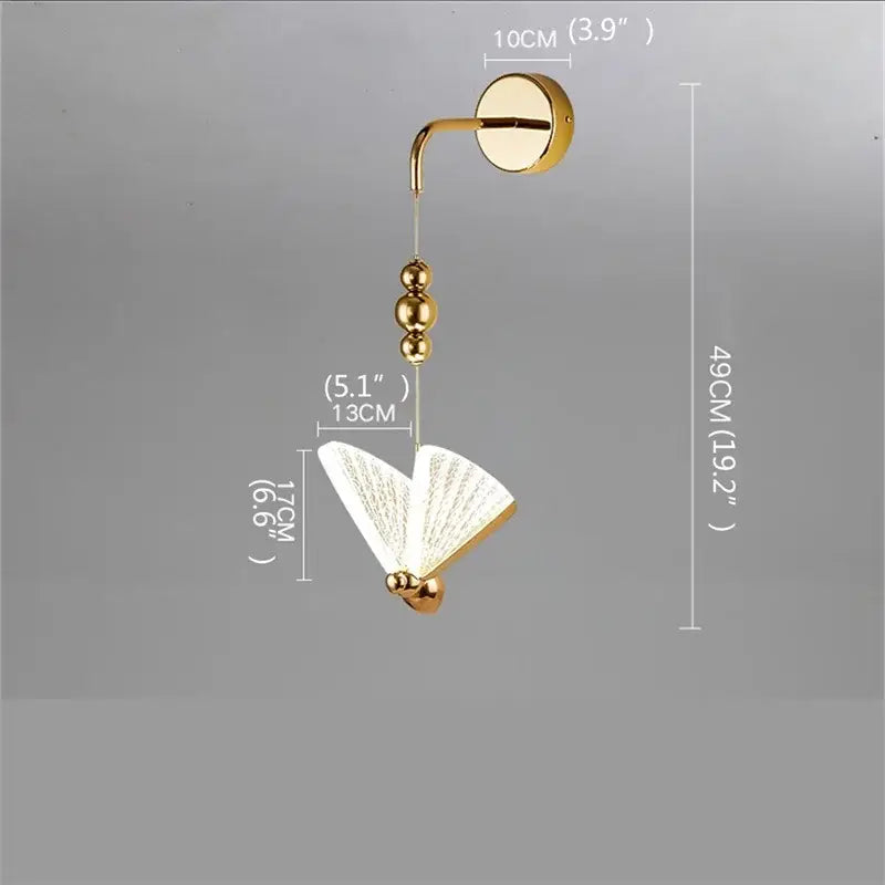 Modern gold decorbites butterfly wall lights bedroom glass sconces