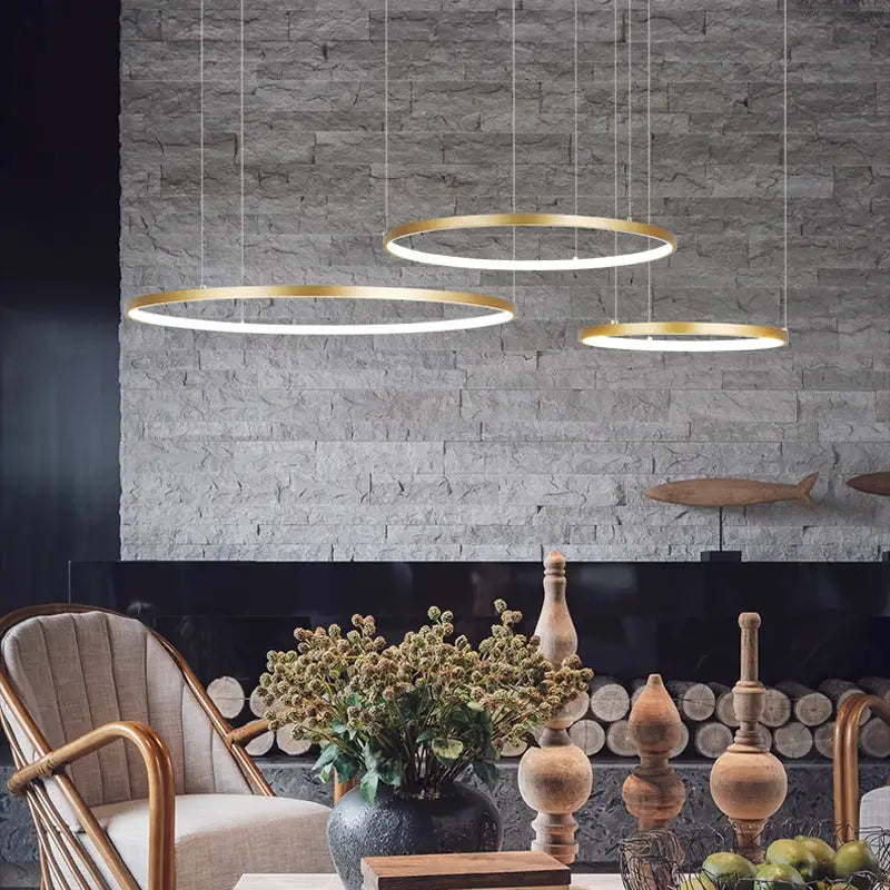 Modern gold decorbites circular led chandelier dining room light