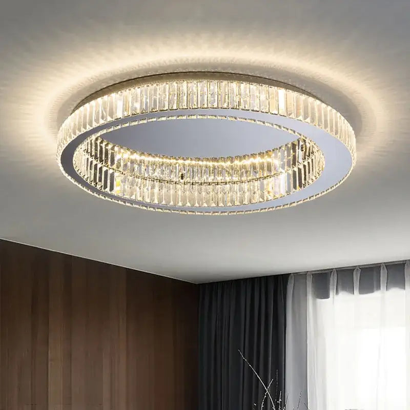 Modern gold decorbites crystal circle ceiling chandelier living room