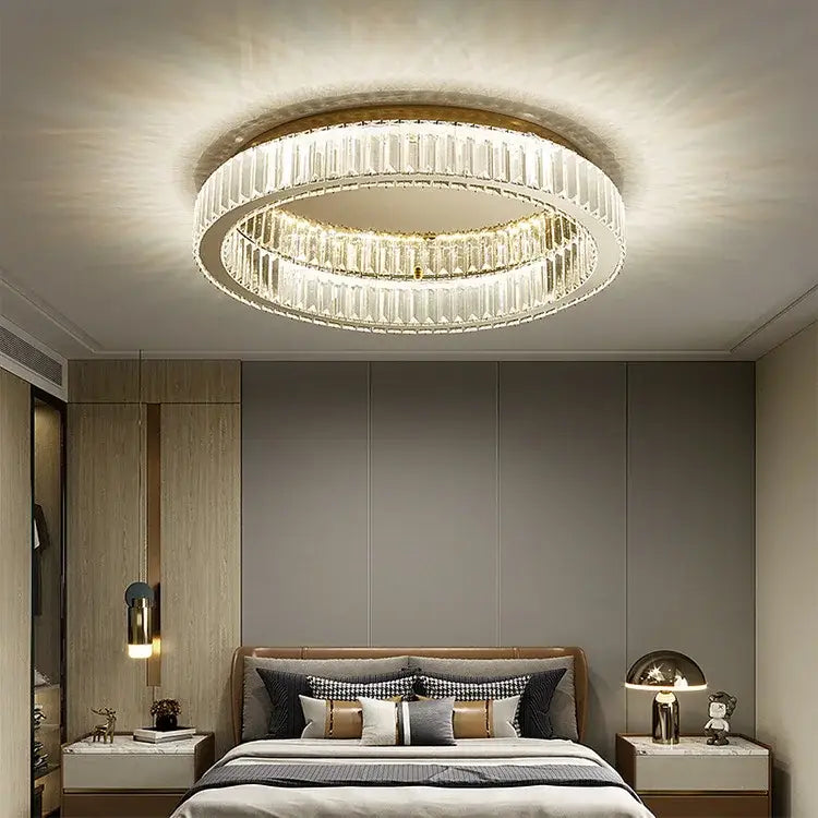 Modern gold decorbites crystal circle ceiling chandelier living room