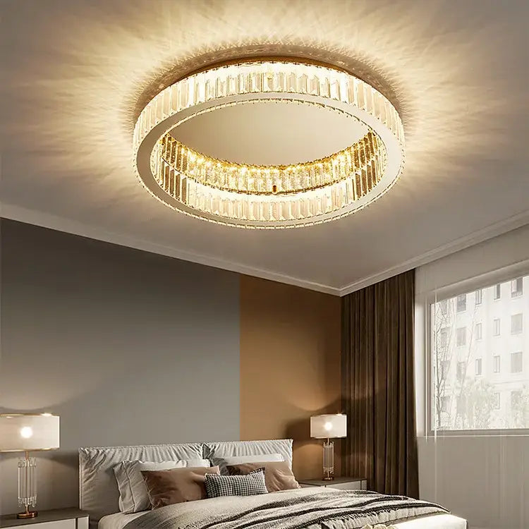 Modern gold decorbites crystal circle ceiling chandelier living room